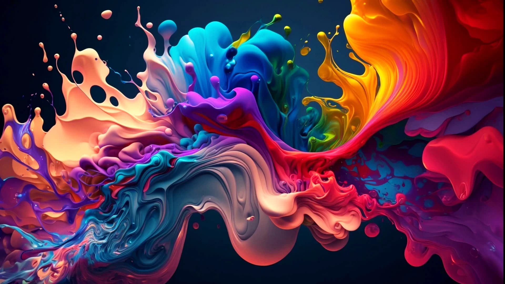 Vivid fluid colors splashing together